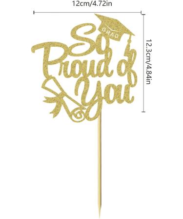 So Proud of you Cake Topper Gold Glitter 2024 Graduation Cake Pick for 2024 High School/College/Senior Graduation Party Glitter Decorations - Buy Online on GoSupps.com