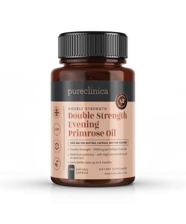 Supreme Strength Evening Primrose Oil (6 Months Supply - 180 Capsules) - 1000mg of 80% Linoleic Acid.