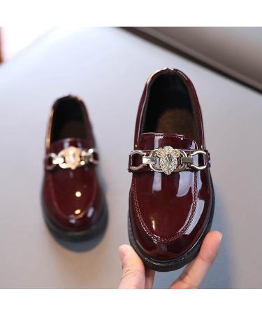 Girls Rhinestone Loafer Slip On Leather Shoes - Wine, 3.5-4 Years Toddler - Buy Online on GoSupps.com