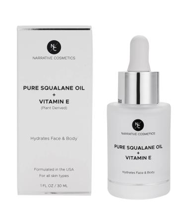 Pure Squalane Oil + Vitamin E Hydrating Face & Body Oil for All Skin Types 1 Fl. Oz.