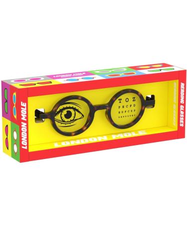 LONDON MOLE Round Reading Glasses - Stylish Men's Women's Unisex Readers, Gloss Brown Tortoiseshell Frame, 1.0x Magnification - Buy Online on GoSupps.com
