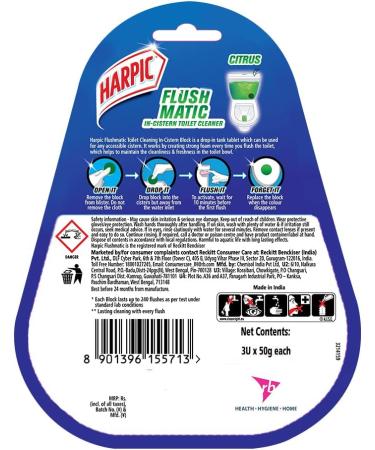 Harpic Flushmatic In-Cistern Toilet Cleaner Blocks Citrus - 150 g | Toilet Flush Cleaner Balls 3 count (Pack of 1) Citrus Blocks - Buy Online on GoSupps.com