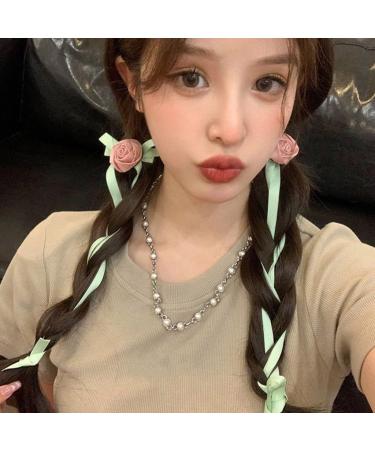 hgnxa Long Ribbon Rose Hair Clip for Hot Girls Flower Shape Hair Barrettes Sweet Color Ponytail Hair Barrettes for Teens Girls - Buy Online on GoSupps.com