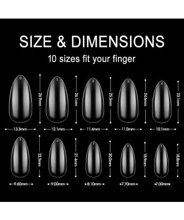 500PCS Medium Almond Shaped Clear Acrylic Nail Tips - Full Cover Press on Nails for DIY Nail Art | 10 Sizes - Buy Online on GoSupps.com