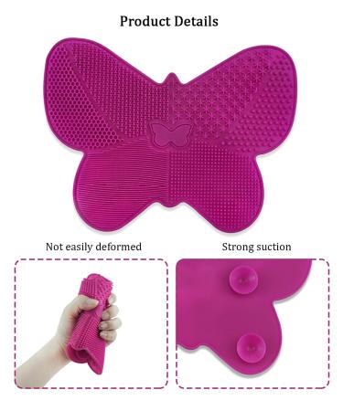 Silicone Makeup Brush Cleaner Mat - Big Size Portable Scrubber for Cosmetic Brushes - Rose Red - Buy Online on GoSupps.com