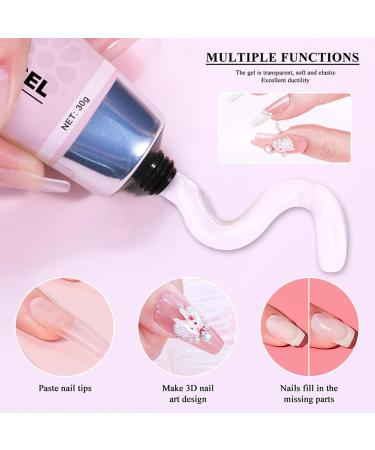 Teksome Solid Nail Gel Glue | Press On Nail Glue | Long Lasting Strong Adhesive Fake Acrylic Nails Extension Glue With Remover For Fake Nail Tips Lamp Curing Needed - Buy Online on GoSupps.com