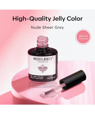 Modelones Jelly Gel Nail Polish 15ML Grey Pink Translucent Sheer Nude Colors Neutral Skin Tone Gel Polish Soak off U V LED Cured at Home Salon DIY French Manicure Nails Art Jelly Grey - Buy Online on GoSupps.com
