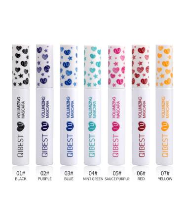 QiBest color 7-color mascara can be washed plump thick 0 cruel Japanese curly slender not smudged not falling off set colored stretched super long