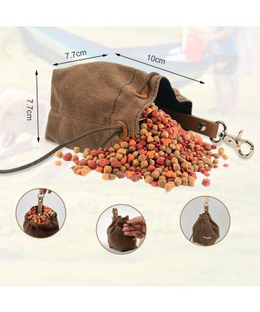 Shop TMBMLPP Dog Treat Feed Bag - Brown | Clip Buckle & Shrink Pockets for Puppy Training & Travel | Perfect for Toys & Delicacies - International Shipping Available - Buy Online on GoSupps.com