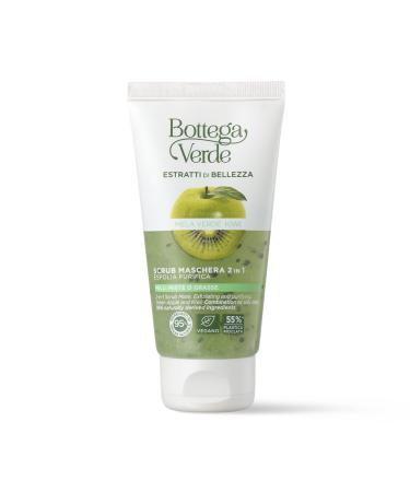 Bottega Verde Beauty Extracts - Scrub - 2 in 1 Mask - Green Apple and Kiwi - Purifies Exfoliates - Combination or Oily Skin (75 ml)