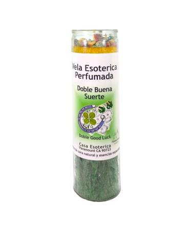 Double Good Luck-Palm Wax Spiritual Intention Spell Candle- Gold/Green | Vela CASA ESOTERICA PERFUMADA- (Doble Buena Suerte)