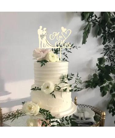 Personalized Wedding Cake Topper - Bride & Groom Figures Mr & Mrs Decoration Wood Color for Weddings & Parties - Buy Online on GoSupps.com