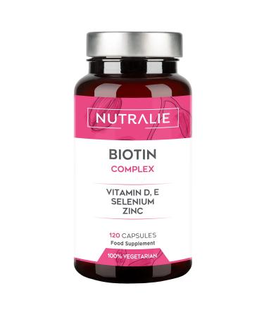 Biotin Hair Growth 10000 mcg - Hair Vitamins Biotin Supplements D and E Zinc Selenium - Contributes to Hair Growth Skin and Nail Care - 120 Capsules - Nutralie
