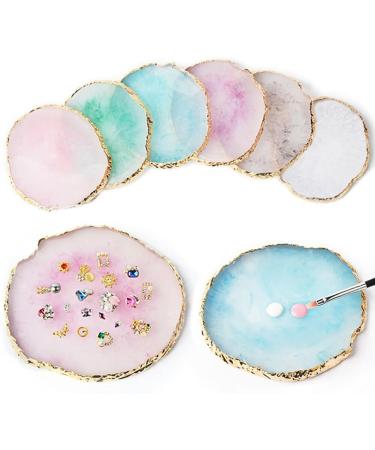Nail Art Palette - Stone & Resin with Gold Edge | Mixed Color Display for Gel Nail Art & Makeup - Buy Online on GoSupps.com