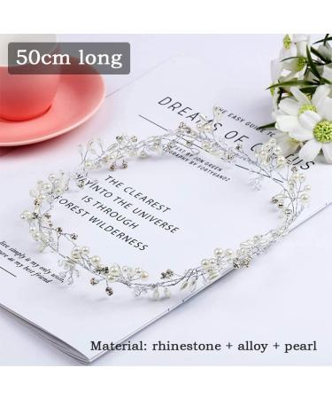 Beek 50 cm Wedding Hair Wire with Pearls & Rhinestones | Bridal Crystal Headband for Women & Girls - Buy Online on GoSupps.com