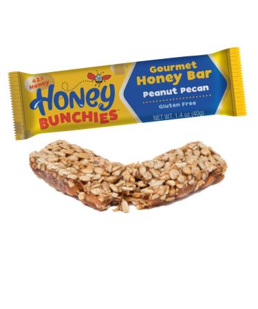 Honey Bunchies Gourmet Honey Bar, Peanut Pecan (Gluten-Free, Grain-Free & Soy-Free, All-Natural Honey Snack Bar for Long-Lasting Energy & Nutrition) Peanut Pecan 12 Count (Pack of 1)