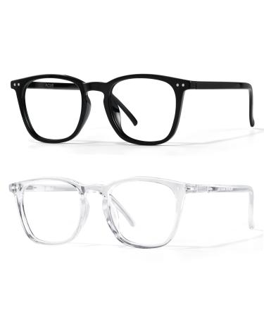 Blue Light Blocking Glasses for Women Men & Teens Computer/TV/Phones Glasses Anti Eyestrain & UV Glare AB3302 Bright Black/Bright Transparent
