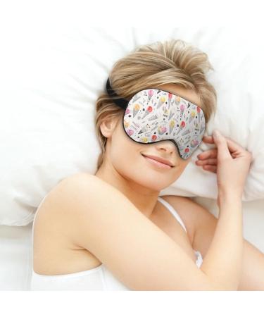 Watercolor Ice Cream Waffle Cone Sleep Mask for Women | Adjustable Eye Shades with Elastic Strap - Buy Online on GoSupps.com