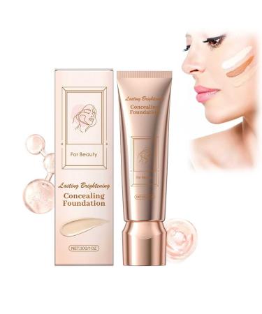Fluid Foundation Liquid Concealer Waterproof Concealer Makeup For Face Long Lasting Lightweight Transfer-Free High Coverage All Skin Types - 1 fl oz (Ivory White 1)