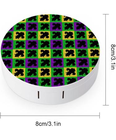 Mardi Gras Fleur De Lis Round Case For Contact Lens Kit Storage Box with Mirror Printed - Buy Online on GoSupps.com