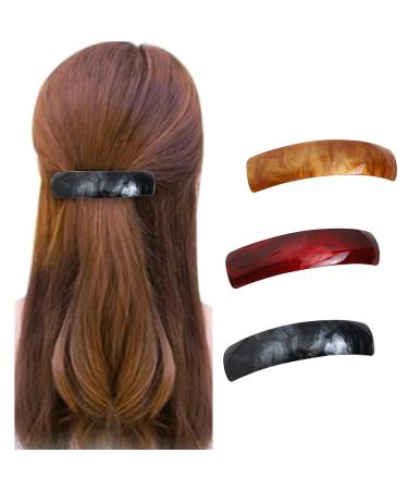 3 pieces automatic hair clip French hair clips for women Big hair clips retro hair clips girl for thin hair and thick hair 1 piece (3 pack) red black gold