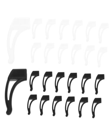 Healeved 20 Pair of anti-slip cover for glasses Schnapps glasses glasses hook glasses made of silicone practical glasses holder Daily glass handles ear protector ear pads gravel gel black and white 3.6x1.3cm