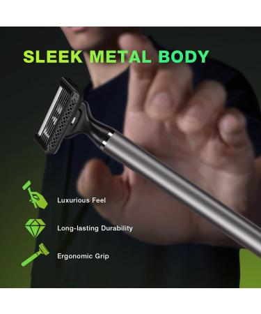 Mensure Razors for Men - Magnetic Shaving Kit with 6-Layer Precision Blades Lubricating Strips & 4 Refills - Ultimate Shaving Experience - Buy Online on GoSupps.com