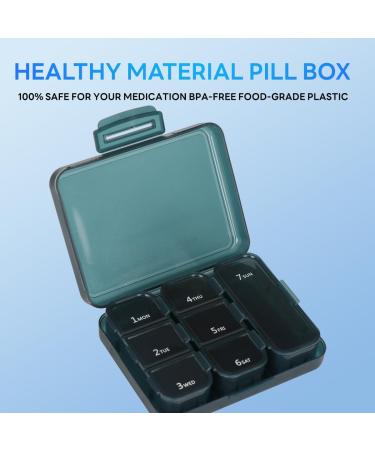 Portable Small Pill Box | Travel 7 Compartment Daily Pill Organizer for Medicines Vitamins & Fish Oil Blue - Buy Online on GoSupps.com
