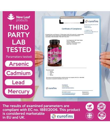 New Leaf Milk Thistle 1000mg Tablets - 4 Month Supply, High Strength 80% Silymarin, Detox Vegan Tablets - GMO-Free & Gluten-Free - 120 Tablets - Buy Online on GoSupps.com