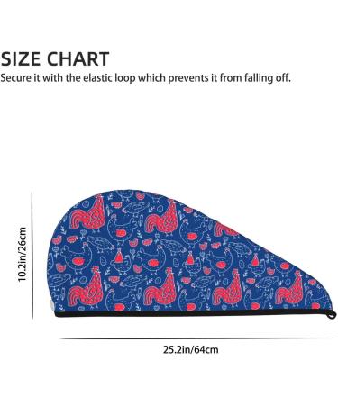 Hair Towel Wrap with Button - Quickly Dry Your Hair with Cute Chicken & Rooster Design | Turban Head Towel - Buy Online on GoSupps.com