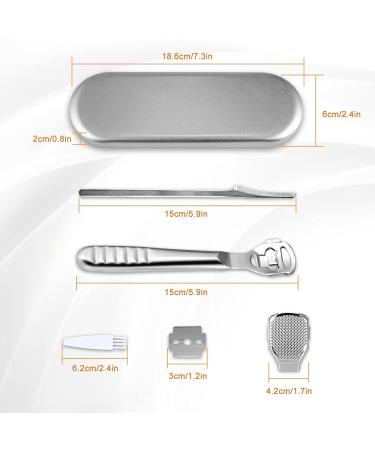 Stainless Steel Hornhaut Hobel Foot Scraper Set - Corn al Remover & Pedicure Tools with 10 Replacement Blades for Effective Hard Skin & Heel Care - Buy Online on GoSupps.com