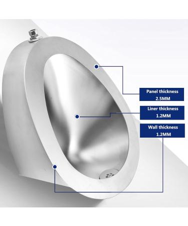Household Products 304 Stainless Steel Urinal Wall-Mounted Men's Urinal with Automatic Flushing Concealed Toilet Urinal Trough with Drain Pipe Suitable for Family Bathroo - Buy Online on GoSupps.com