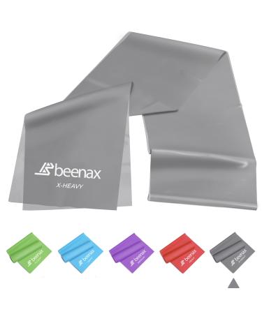 Beenax Resistance Bands - Exercise Bands to Build Muscle Flexibility Strength for Pilates Yoga Rehab Stretching Fitness Gym Physio Strength Training and Workout - Men & Women 5. Grey