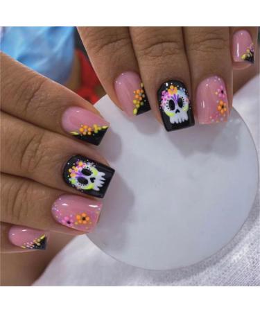 Christmas Press on Nails Almond Square Glues on Nails Full Cover Fake Nails Acrylic False Nails for Women Nail Designs - Buy Online on GoSupps.com