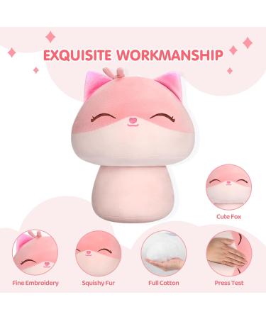 Mewaii 14'' Soft Pink Fox Mushroom Pillow Stuffed Animal Plush - Cuddly Squishy Toy for Kids | Pink Fox 14 Inch - Buy Online on GoSupps.com
