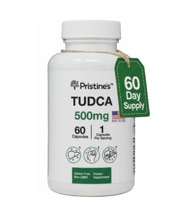 PRISTINE'S Tudca 500MG Liver Support & Purified Bile Salts Supplement Capsules - 60 Day Supply - Gallbladder Liver Organ & Digestion Detox and Cleanse Support Supplement - Gluten Free Non GMO