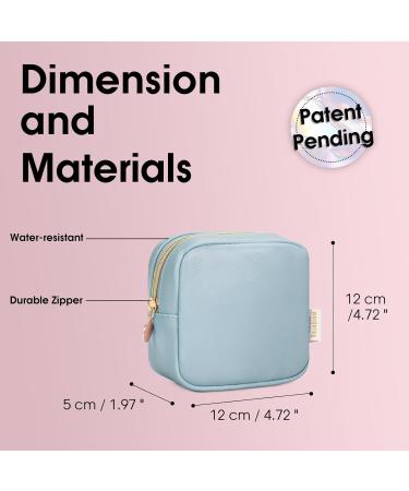 Wandering Nature Small Makeup Bag - Eco Vegan Leather Blue | Mini Make Up Pouch for Women with Slip-in Pockets | Small Cosmetic Bag for Purse and Handbag - Buy Online on GoSupps.com