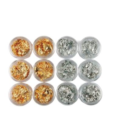 12 Pot/Set Gel Nail Polish Set Nail Art Accessories Gold Silver Paillette Foil Chip Sparkling Flake DIY Glitter Decal Acrylic UV Gel Decoration