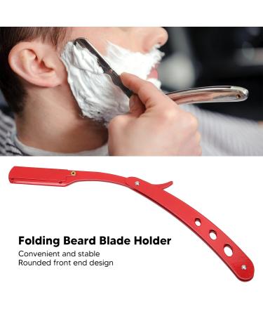 Beard Blade Holder - Portable Manual Folding Straight Edge Alloy Haircut Blade Holder in Red - Perfect for International Shipping - Buy Online on GoSupps.com