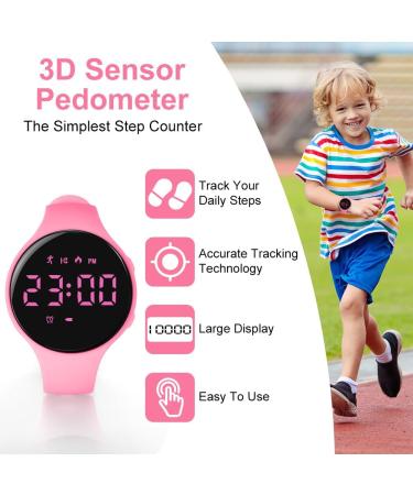 Flintronic Pedometer Clock - Digital Fitness Watch for Kids | No Bluetooth Pink Running Tracker - Buy Online on GoSupps.com
