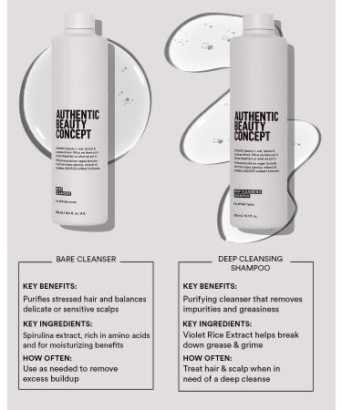 Authentic Beauty Concept Bare Cleanser | Fragrance-Free & Unscented Shampoo | Vegan Cruelty-Free Sulfate-Free Scalp Cleanser for All Hair Types | 10.1 fl. oz - Buy Online on GoSupps.com