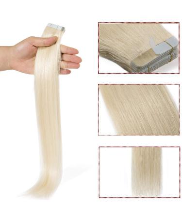 UK Fashion Shop: Remy Real Hair Tape Extensions - 20pcs #60 Platinum Blonde 45cm (50g) - Buy Online on GoSupps.com