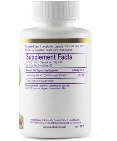 Paradise Herbs Acai 60 Vegetarian Capsules - Antioxidant Superfood Supplement - Buy Online on GoSupps.com