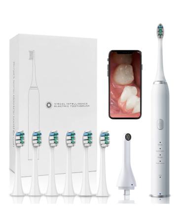 BOWJETE Electric Toothbrush for Adults  Sonic Electric Toothbrushes with 2 Million HD Intraoral Camera  3 Modes and Smart Timer  6 Brush Heads  IPX7 Waterproof  2 Hours Fast Charge for 50 Days