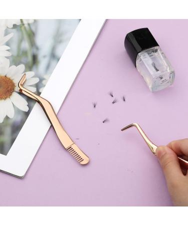 2pcs Stainless Steel Lash Tweezers Set - Upgraded 2 in 1 Extension Tweezers with Comb for Volume Isolation and Application - Rose Gold & Gold - Buy Online on GoSupps.com