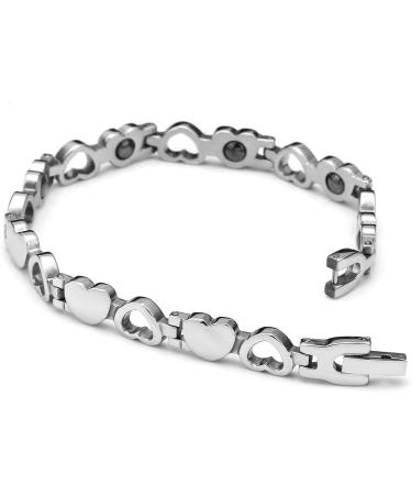 Jovivi Women's Stainless Steel Magnetic Heart Bracelet with Hematite | Silver Bangle - Perfect Gift - Buy Online on GoSupps.com