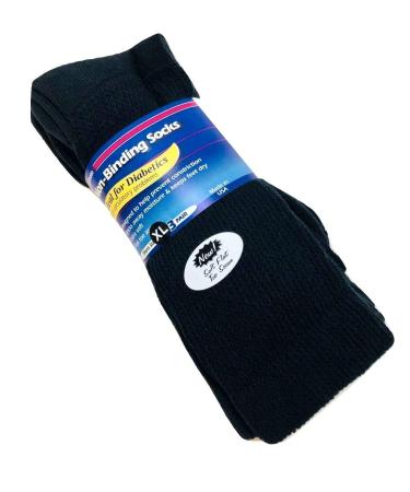 J.T. Foote - Non Binding Diabetic Socks Crew Mens 3pk - Black Size 13-15