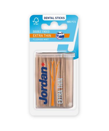 Jordan* Dental Sticks double-ended toothpicks extra thin 105 pieces