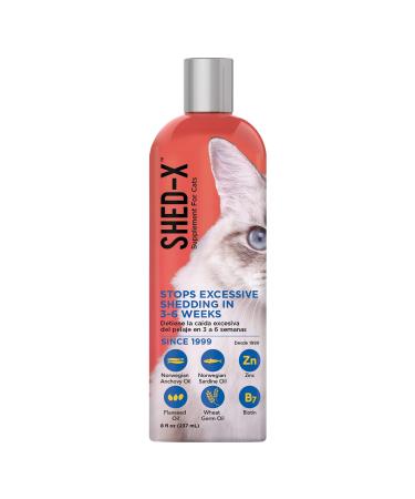Shed-X Liquid Daily Supplement for Cats, 8 oz  100% Natural  Eliminates Excessive Cat Shedding with Daily Supplement of Essential Fatty Acids, Vitamins and Minerals