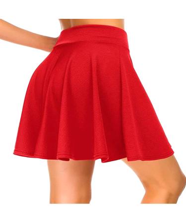 Dressever Women's Mini A-Line Tennis Skirt - Casual High Waist Stretchy Dance Skirt in Red | Versatile Style for Every Occasion - Buy Online on GoSupps.com